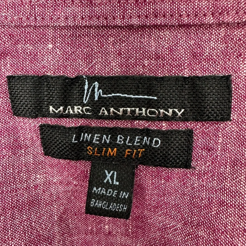 Marc Anthony Heather Pink Linen Blend Button Down Shirt Size XL - Picture 6 of 10